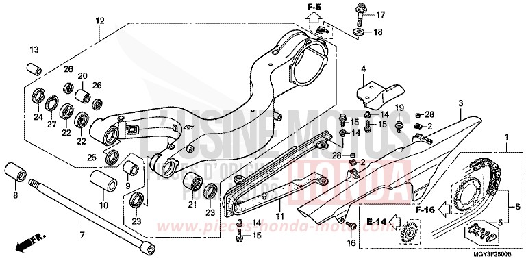 BRAS OSCILLANT von VFR800X „Crossrunner“ MAT BULLET SILVER (NH389) von 2013